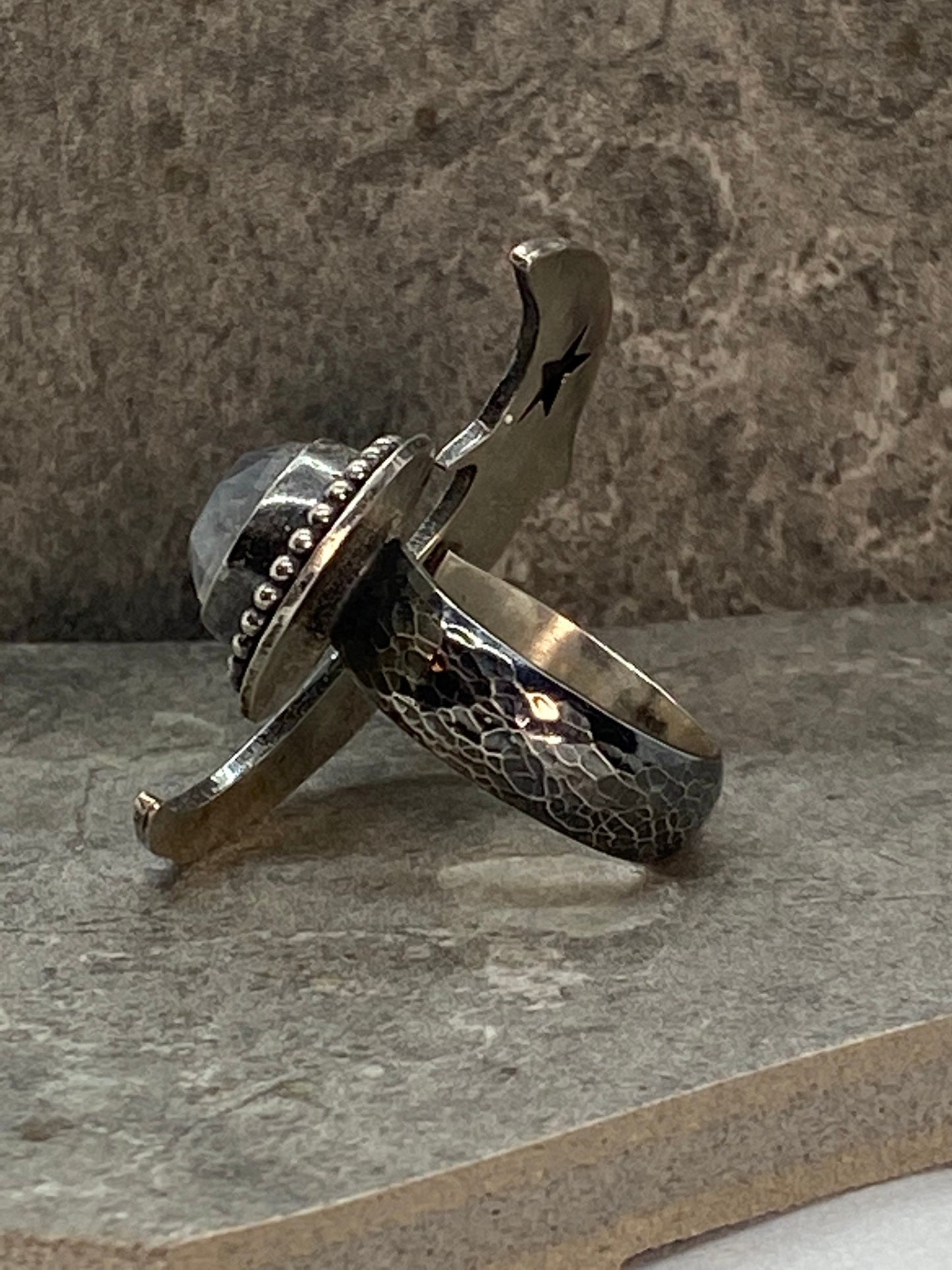 Man in the Moon Ring Sterling Silver Moonstone Statement Ring