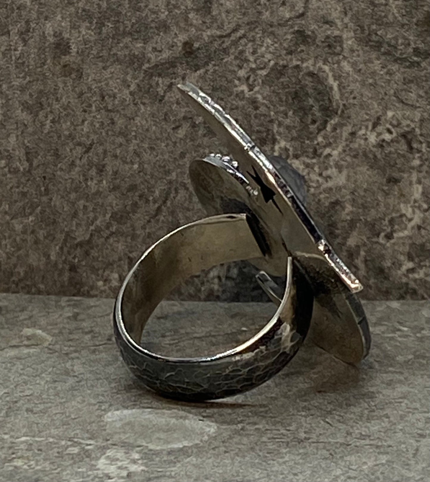 Man in the Moon Ring Sterling Silver Moonstone Statement Ring