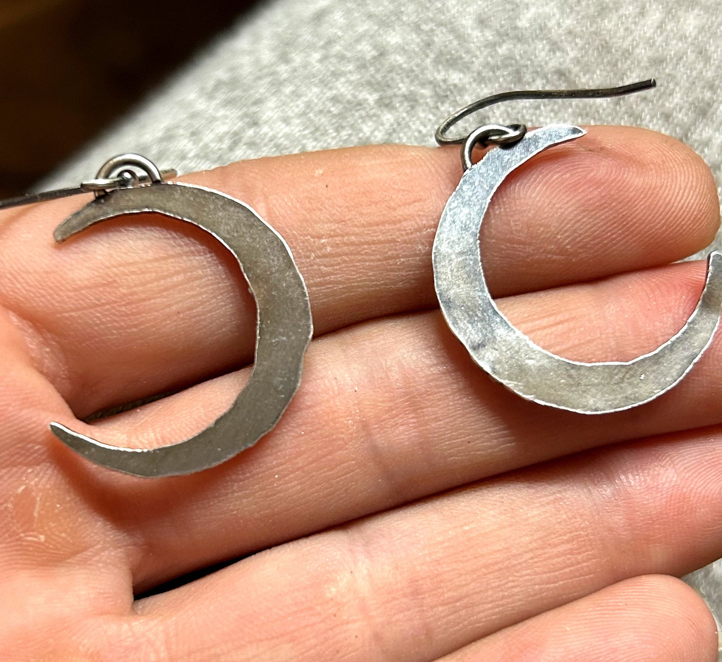 Crescent Moon Earrings in Sterling Silver Vintage Style Jewelry
