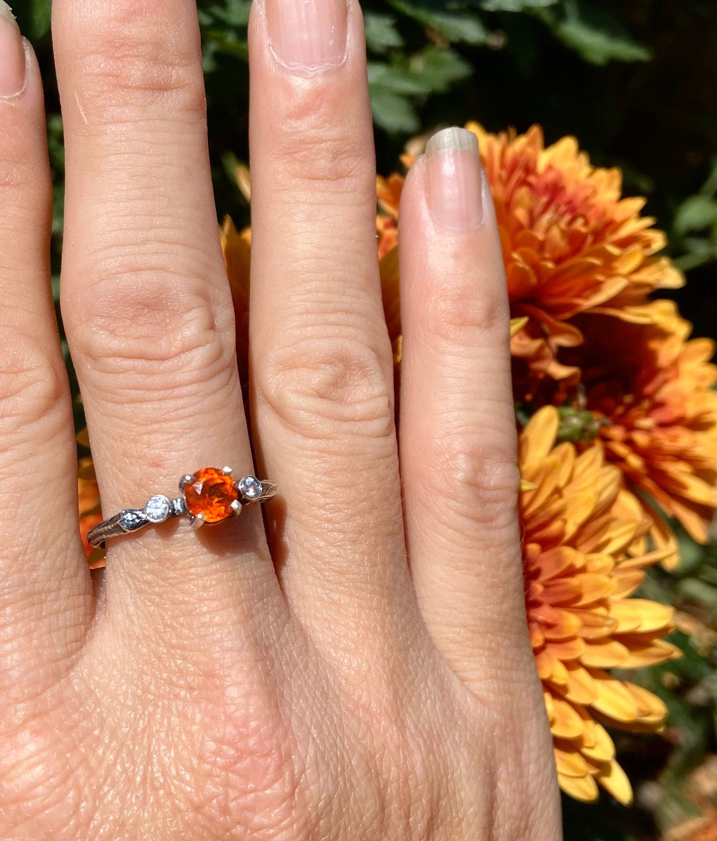 Mexican Fire Opal Branch Statement Ring